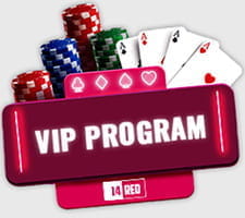 Zu sehen ist ein Banner, der das VIP Programm von 14Red zeigt.