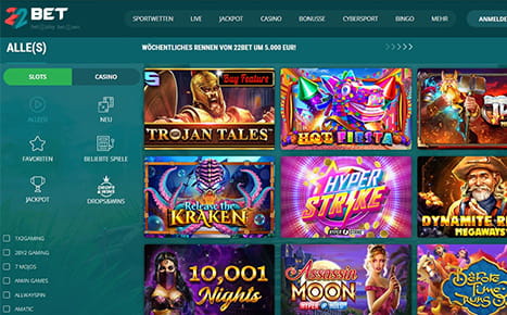 Die 22Bet Casino Webseite.