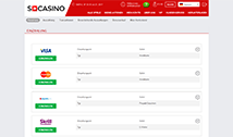 Alle 13 Zahlungswege beim SCasino
