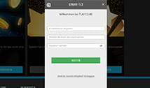 Schritt 1 von 2 beim Registrierungsformular von Play Club Casino