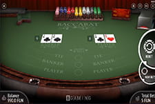Der Baccarat Tisch von BGaming im Roobet Casino.