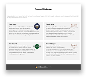 Vorschaubild der PDF-Datei mit dem Überblick der Baccarat Varianten.