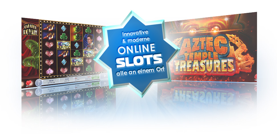 Die Logos der 2by2 Gaming Spielautomaten Aztec Temple Treasures und Cabaret Royal.