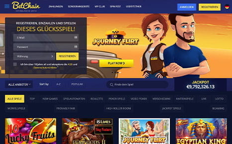 BetChain Casino Vorschau Spielauswahl