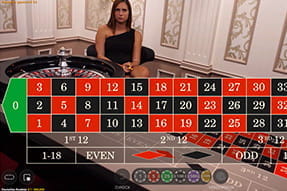 Zu sehen ist die übersichtliche mobile Bedienoberfläche der Roulette Tische von Evolution Gaming.