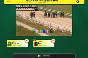 Hier ist die phenomenale Grafik vom virtuellen Pferderennen Rush Horses Go zu sehen.