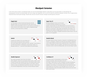 Vorschau der Blackjack Varianten als PDF Download.