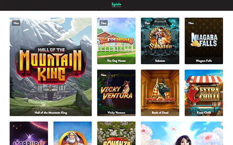 Die Startseite des Lapalingo Casinos mit den Spielautomaten unterschiedlicher Hersteller.