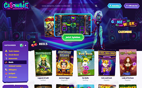 Die Webseite des Casombie Casino.