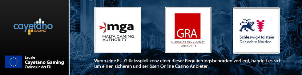 Die Logos der Regulierungsbehörden wie der Malta Gaming Authority.