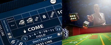 Ein Ausschnitt des Spielfelds und ein Spieler, der zwei Würfel wirft.