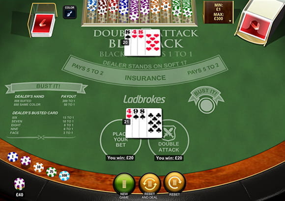 Die Variante Double Attack Blackjack von Playtech.