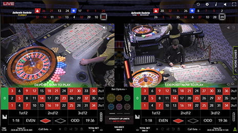 Gleich an zwei Live Roulette Tischen beim Duo Roulette von Authentic Gaming spielen