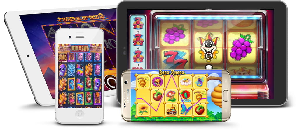 Die Slots des Entwicklers Eyecon auf mobilen Geräten dargestellt. Verfügabr für iOS und Android Geräte.