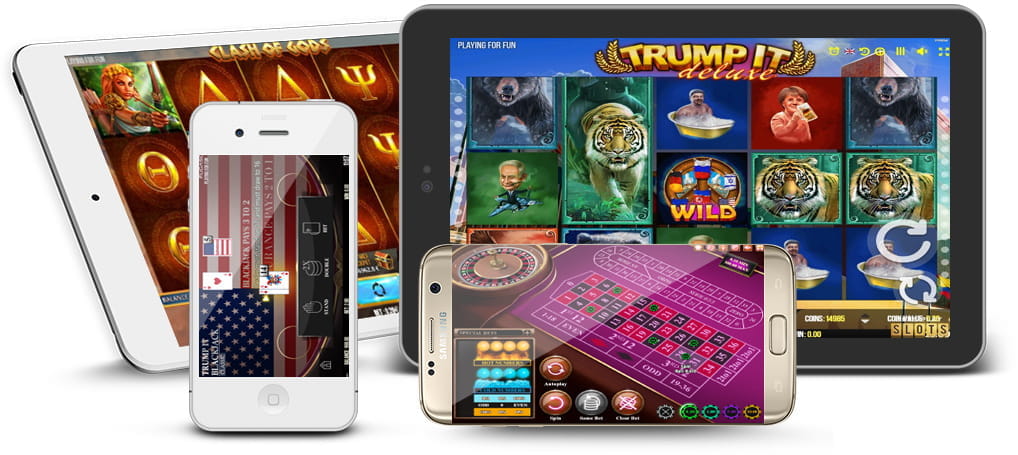 Verschiedene Spiele von Fugaso auf Smartphone und Tablets.