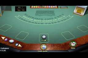Das Bild zeigt einen Blackjack Tisch.