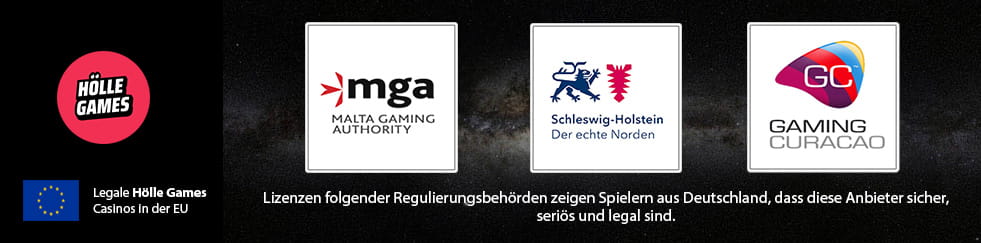 Logos einiger in Deutschland anerkannter Glücksspielbehörden.