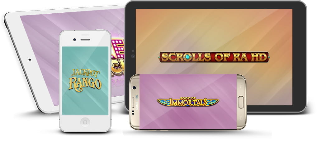 Einige iSoftBet Spiele, die auf den Bildschirmen von Smartphones und Tablets dargestellt werden.