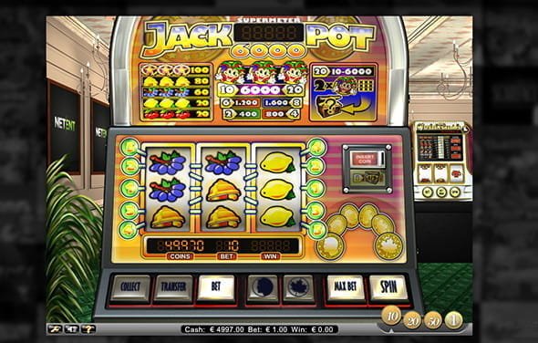 Der Jackpot 6000 NetEnt Automat mit sehr hoher Auszahlungsrate