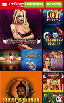 Die Spielauswahl in der Ladbrokes Android Web-App