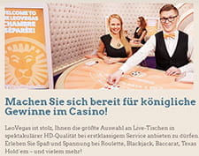 Das Startguthaben für Live Dealer Tische im LeoVegas Casino