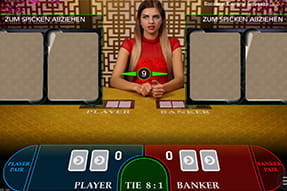 Der umfangreiche Live-Bereich von Karamba am Beispiel von Baccarat. 