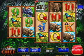 Das Bild zeigt das Automatenspiel Diamond Chief von Ainsworth in reduzierter mobiler Ansicht.