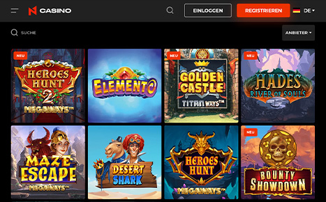 Die Webseite des N1 Casinos.