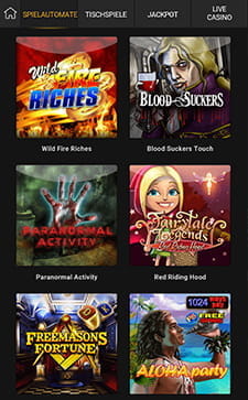 Die Spielauswahl in der NetBet App