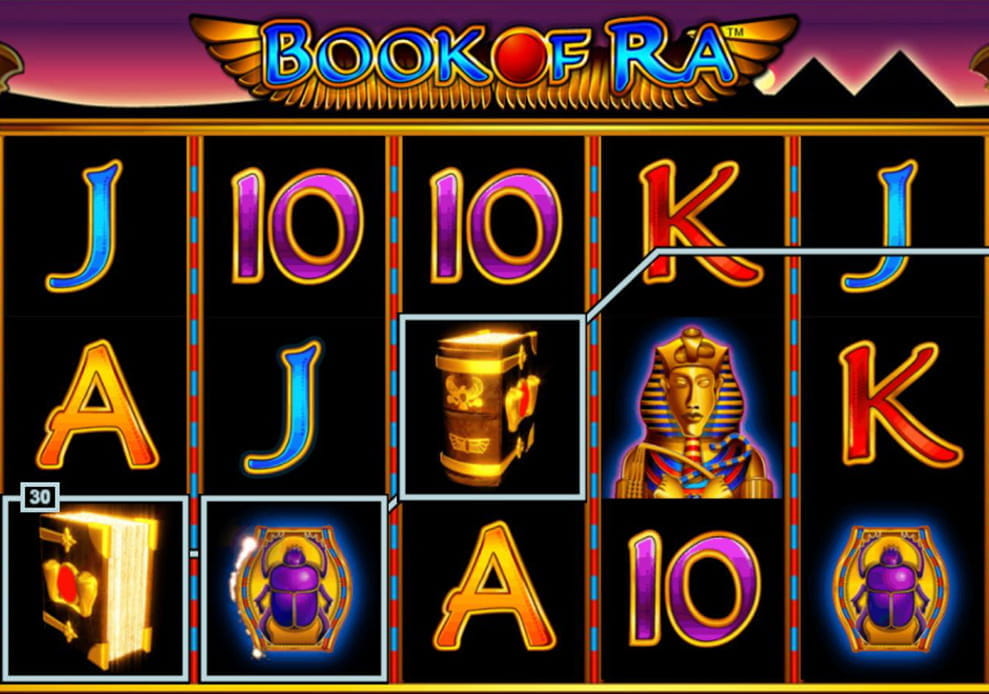 Der Book of Ra Slot von Novoline mit drei Reihen und fünf Walzen.