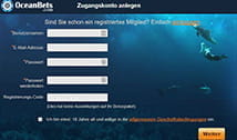 Das Formular zur Anmeldung im Oceanbets Casino
