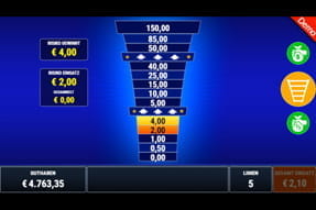 Das Bild zeigt die bekannte Risiko Leiter, die bei Automatenspielen von Merkur zum Einsatz kommt, um Gewinne noch einmal einzusetzen.
