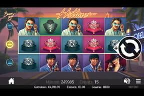 Das Bild zeigt die angepasste Version des Automatenspiels Hotline, bei dem die Bedienelemente vergrößert wurden.