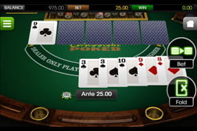 Das Bild zeigt ein Video Poker Spiel, bei dem kein echter Dealer benötigt wird.