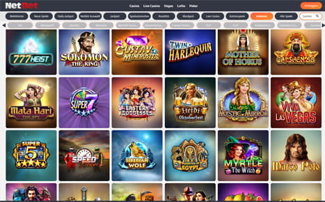 Die Startseite des NetBet Casinos