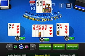 3 Hände kann man gleichzeitig beim Royal Crown Blackjack spielen