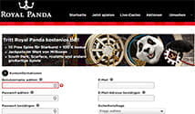 Anmeldebox beim Royal Panda Online Casino