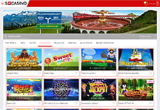 Die Spielauswahlseite der SCasino App