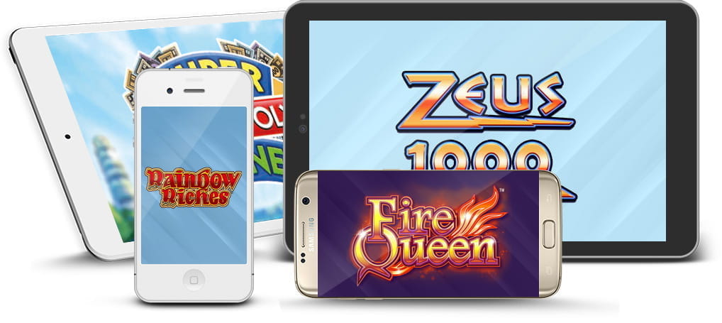 Einige Scientific Games Spiele auf den Displays von Smartphones und Tablets.