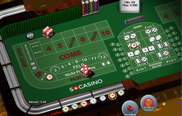 Das Würfelspiel Craps hat ebenfalls sehr hohe Auszahlungsraten