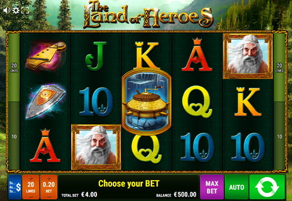 Eine kostenlose Demo-Version des Land of Heroes Slots.