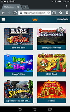 Die eingeschränkte Spielauswahl der InterCasino mobile App