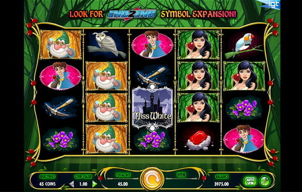 Das Spielgeschehen beim Miss White Slot von IGT ist in vollem Gange.