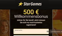 Schritt 1 im Registrierungsprozess bei StarGames