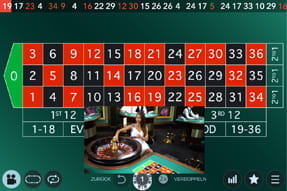 Das Bild zeigt die mobile Version des Live Casino Angebots von Evolution Gaming für Roulette.