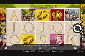 Die 10Bet App enthält auch den Victorious-Automaten, wo man in die Rolle eines römischen Feldherren schlüpft.