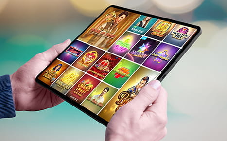 Casino Spiele auf einem iPad.