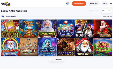 Die Webseite des Vulkan Vegas Casino.