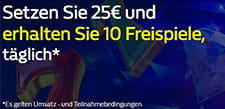 Setzt 25€ und erhaltet täglich 10 Freispiele
