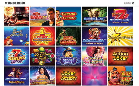 Die Webseite des Wunderino Casino.